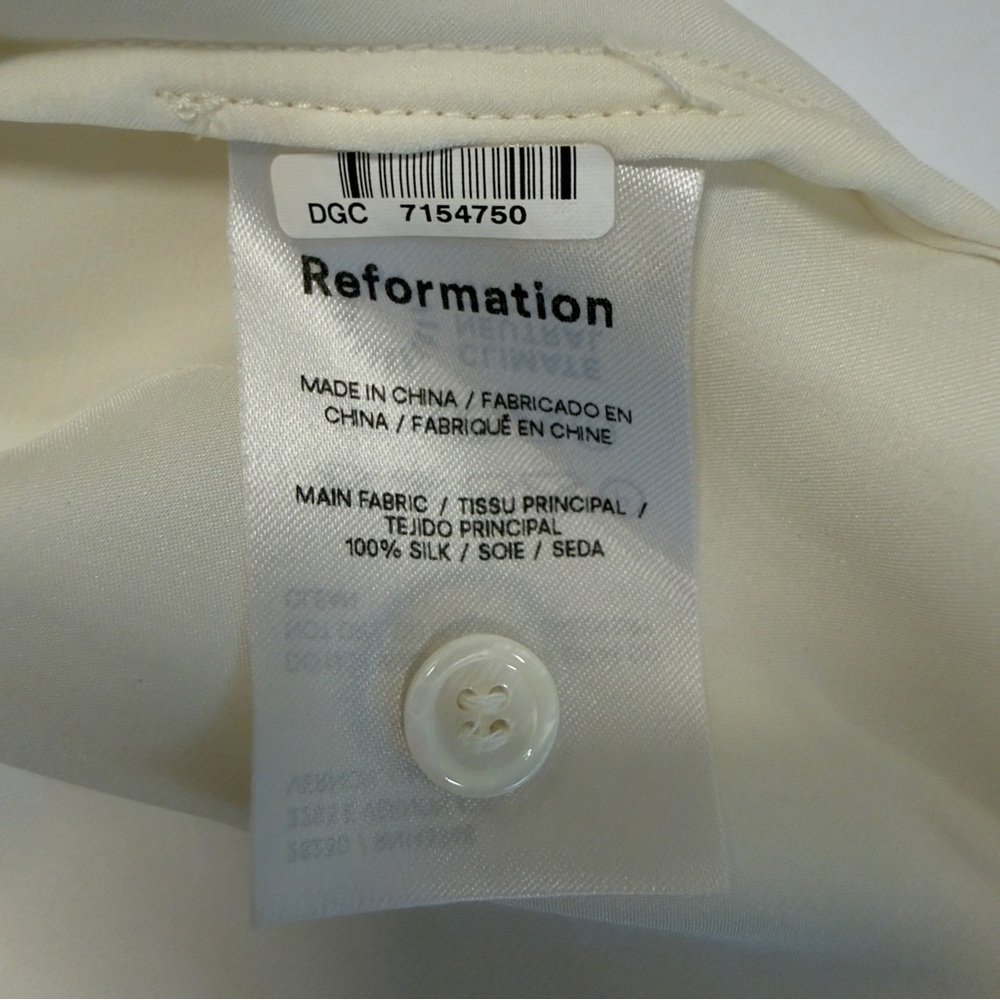 Reformation 100% Silk ‘Will’ Button Down Blouse with Yellow Smiley Faces Size S - Picture 7 of 10